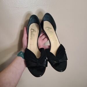 Butter Black Peep Toe Heels